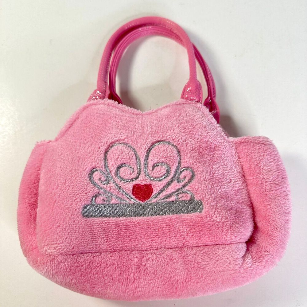 Childs Soft Pink Fabric Purse with Handles Aurora Branded Embroidered Heart